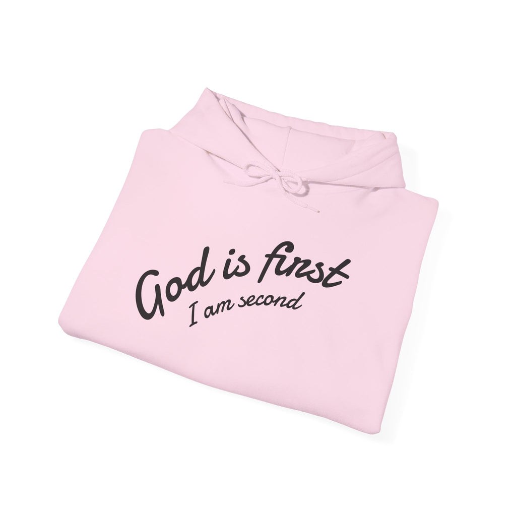 Unisex Inspirational Sweatshirt - God is First I am Second, Faith Hoodie, Christian Apparel, Cozy Gift, Spiritual Wear
