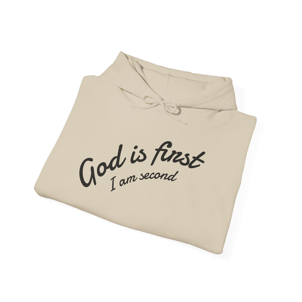 Unisex Inspirational Sweatshirt - God is First I am Second, Faith Hoodie, Christian Apparel, Cozy Gift, Spiritual Wear
