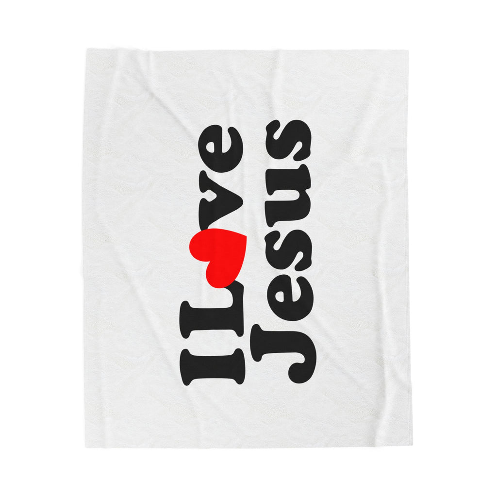 I Love Jesus Velveteen Plush Blanket, Cozy Christian Gift, Home Décor, Religious Blanket, Perfect for Church & Everyday Use