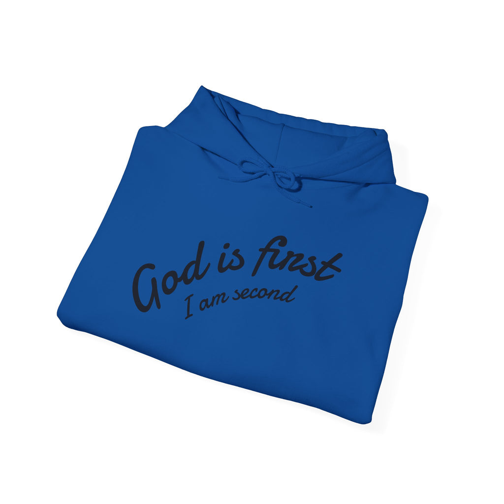 Unisex Inspirational Sweatshirt - God is First I am Second, Faith Hoodie, Christian Apparel, Cozy Gift, Spiritual Wear