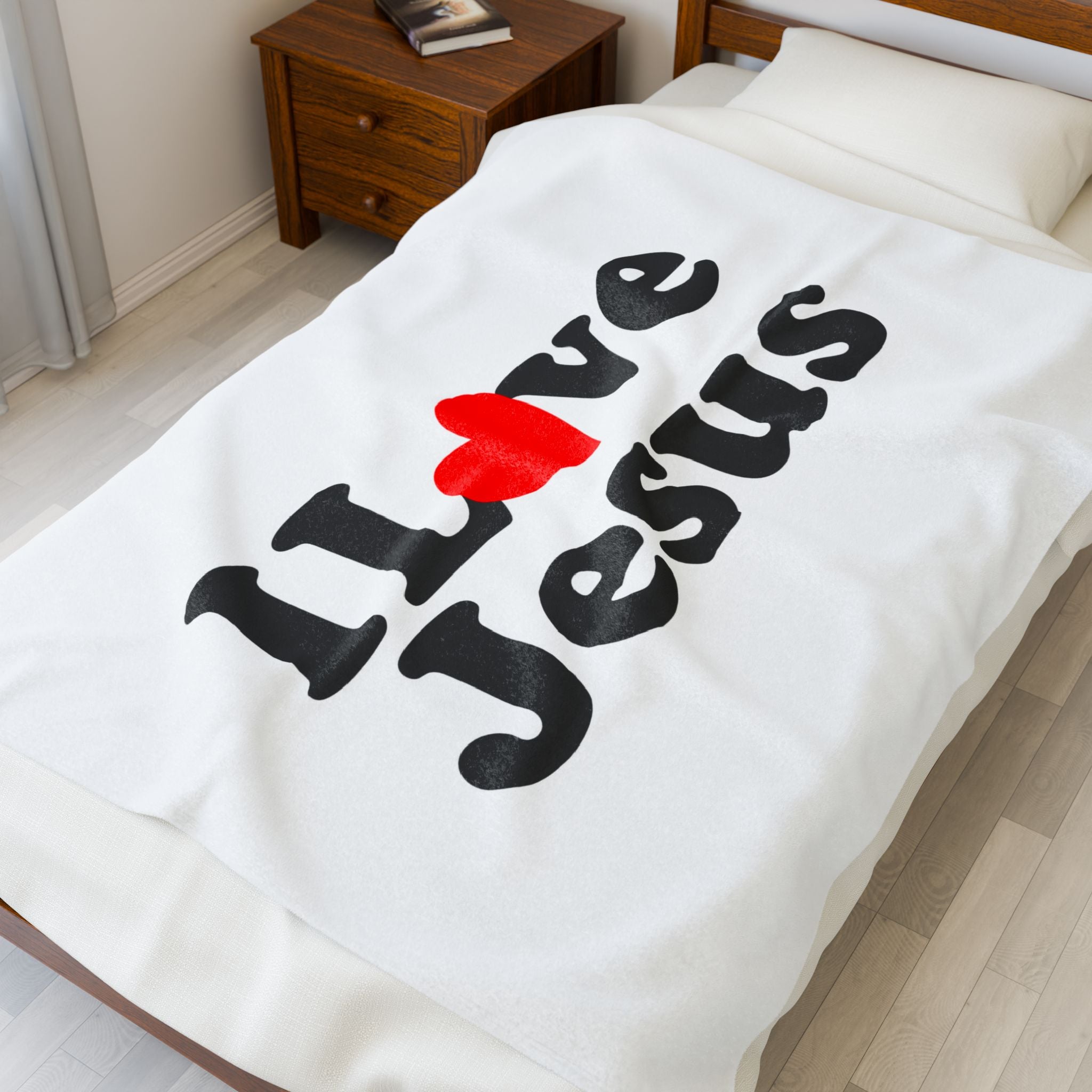 I Love Jesus Velveteen Plush Blanket, Cozy Christian Gift, Home Décor, Religious Blanket, Perfect for Church & Everyday Use