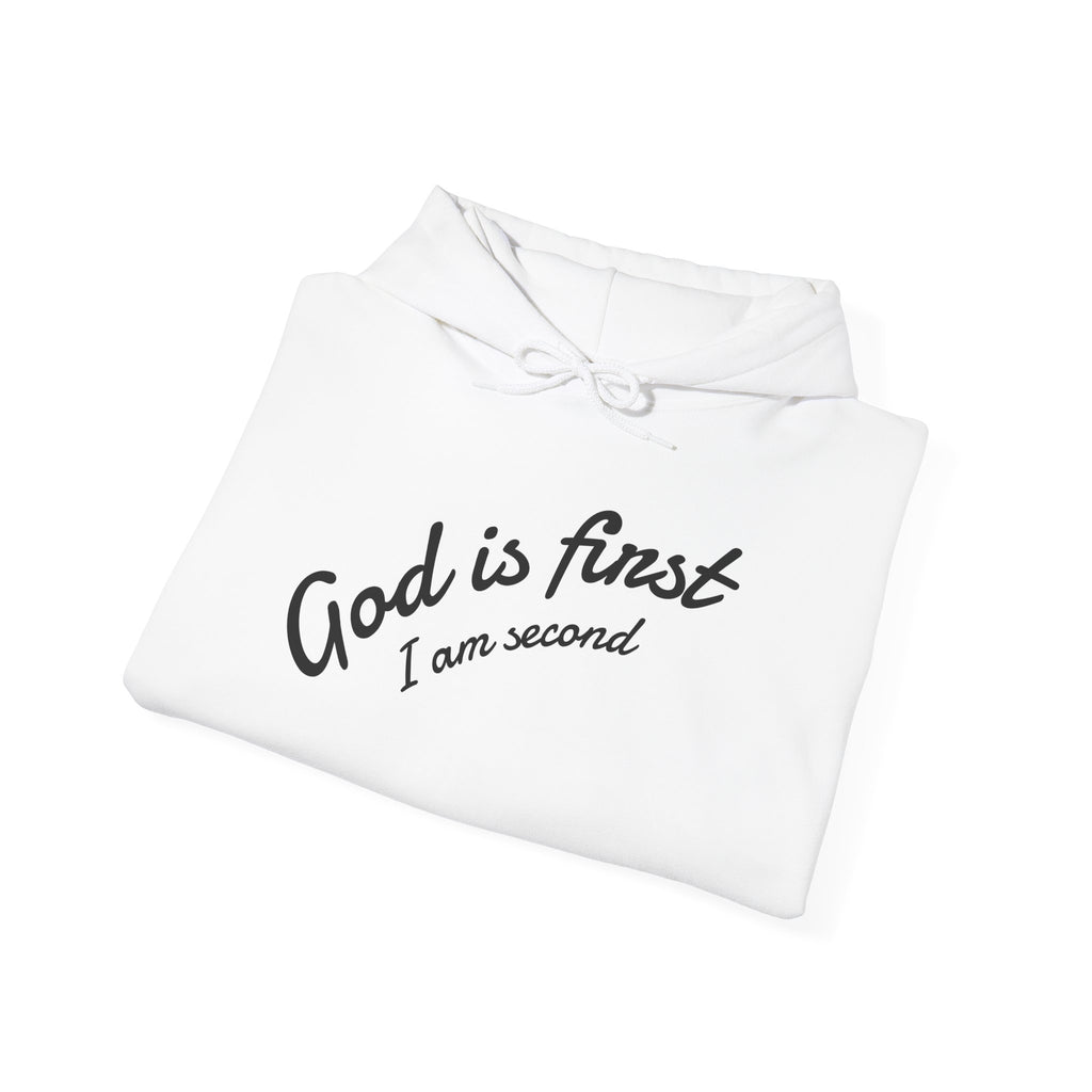 Unisex Inspirational Sweatshirt - God is First I am Second, Faith Hoodie, Christian Apparel, Cozy Gift, Spiritual Wear